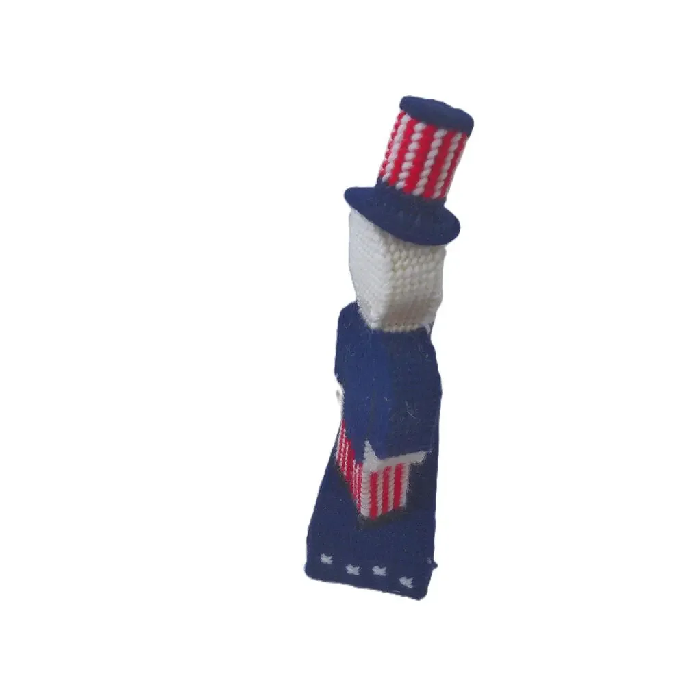 Vintage Canvas Needlepoint Patriotic Table Decor Coasters Napkin Rings Uncle Sam